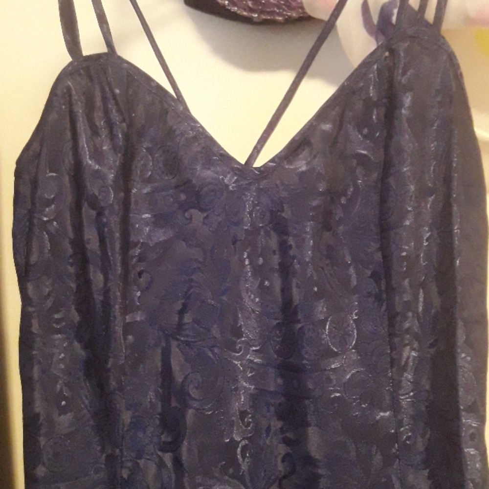 Vtg gold label Victoria's Secret navy blue chamise - Picture 2 of 6